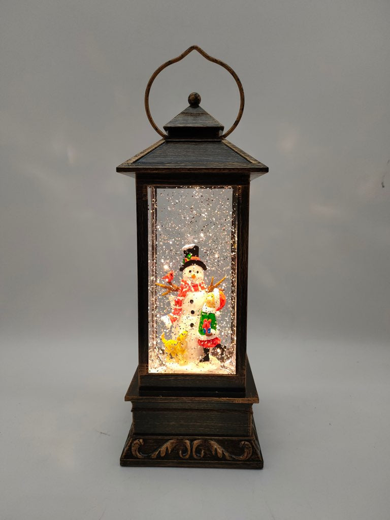 Tall Rectangular lantern - Snowman