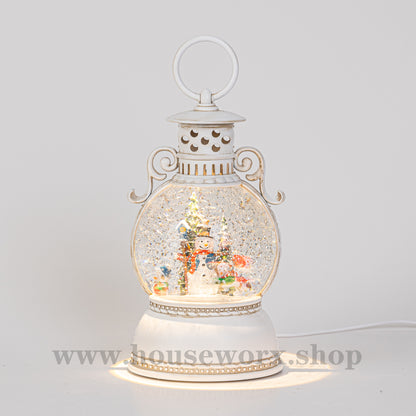 Jester christmas snow globe 360 degree rotating snowman front