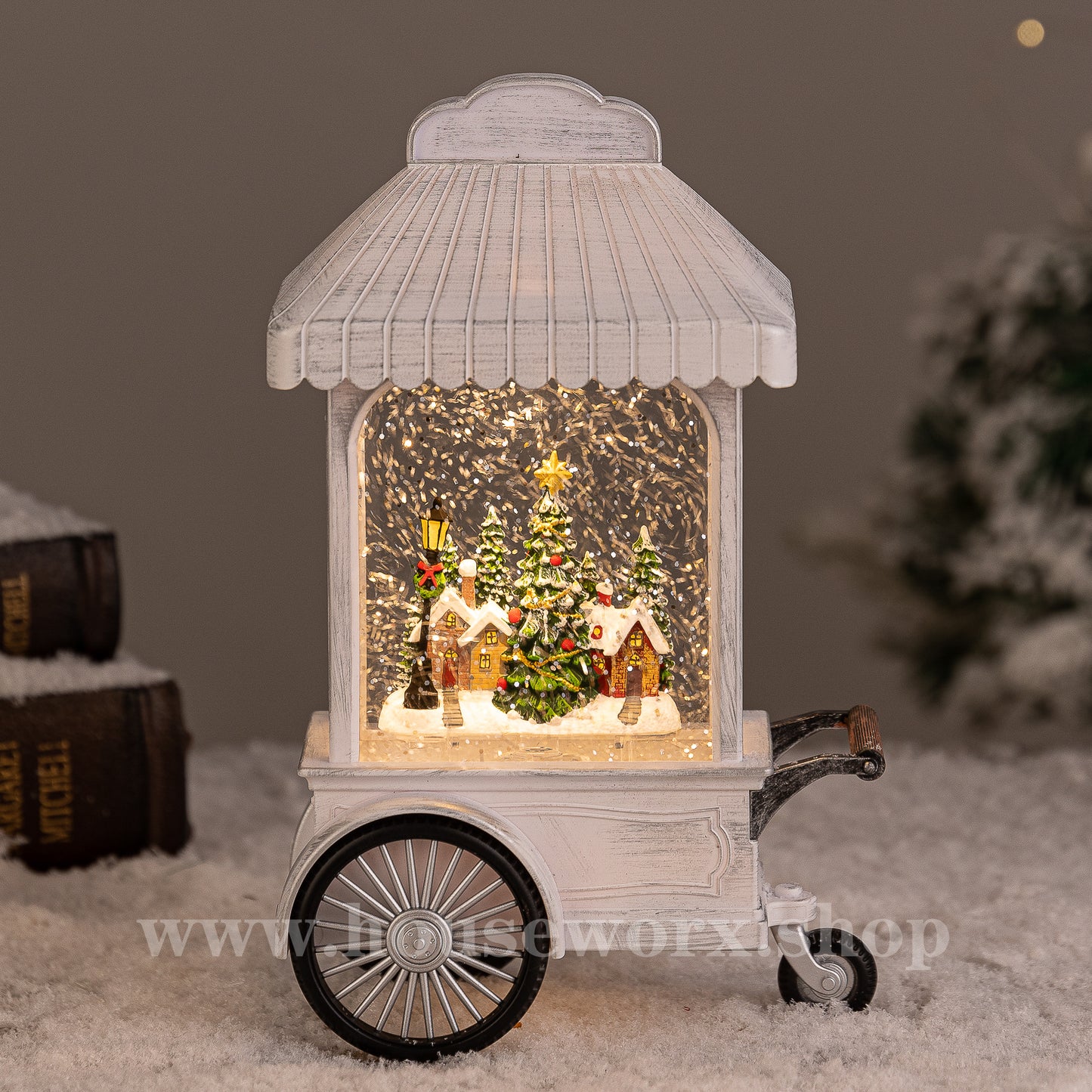 Nordic cart christmas snow globe village