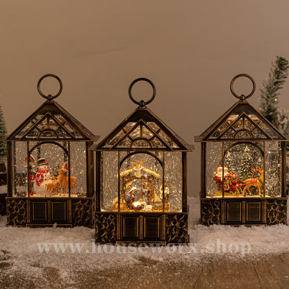 Stable christmas snow globe group picture