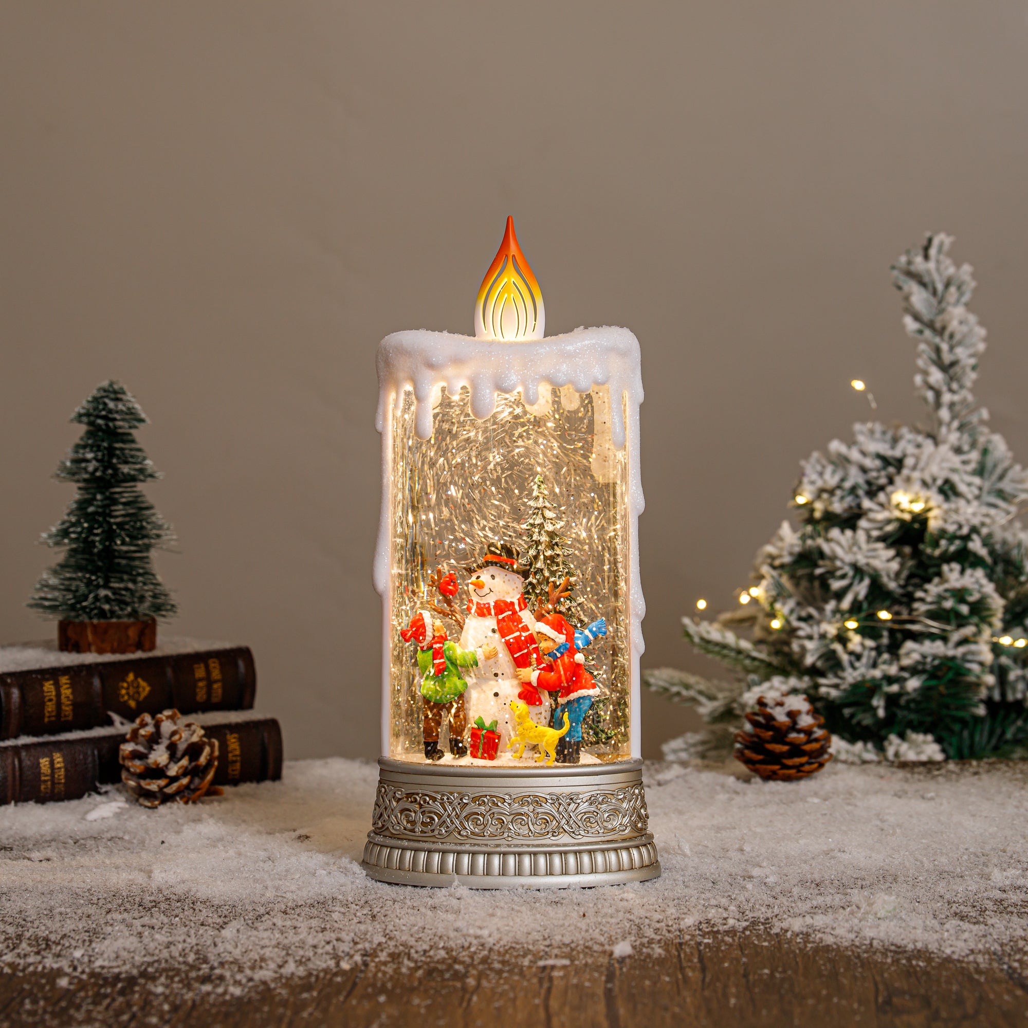 Christmas snowman and candle sale arrangement