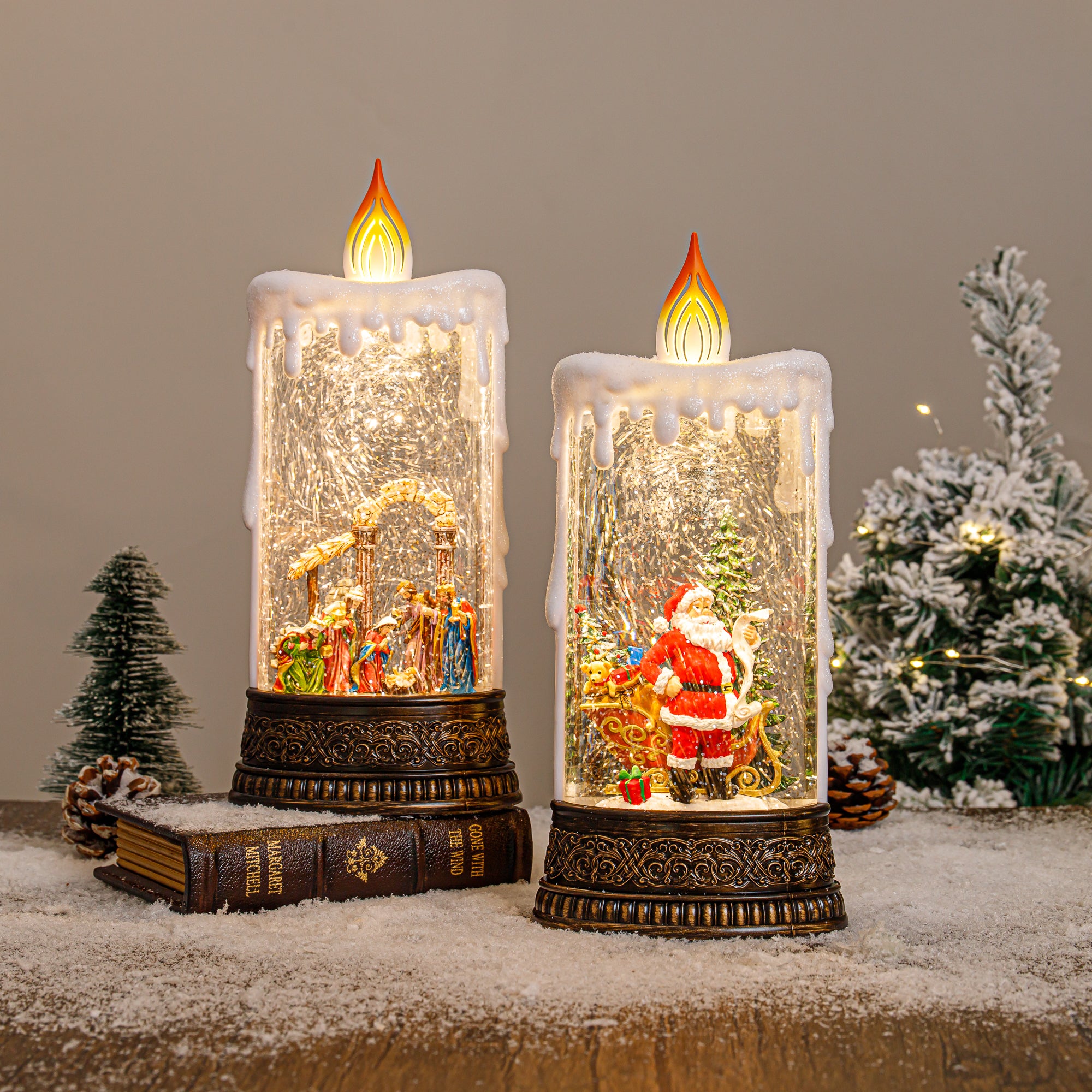 Exquisite Candle Christmas Snow Globes by House worX