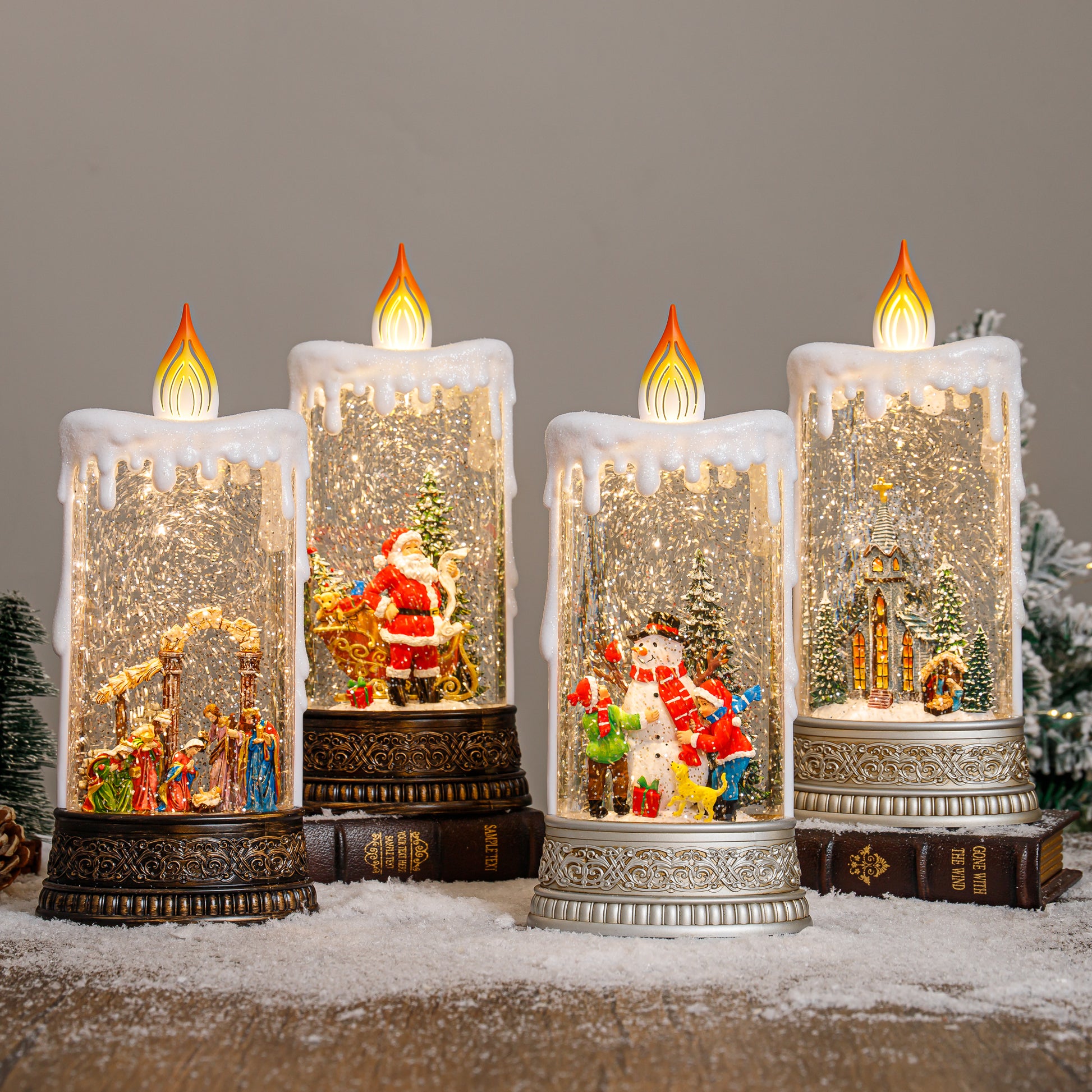 exquisite candle christmas snow globe group