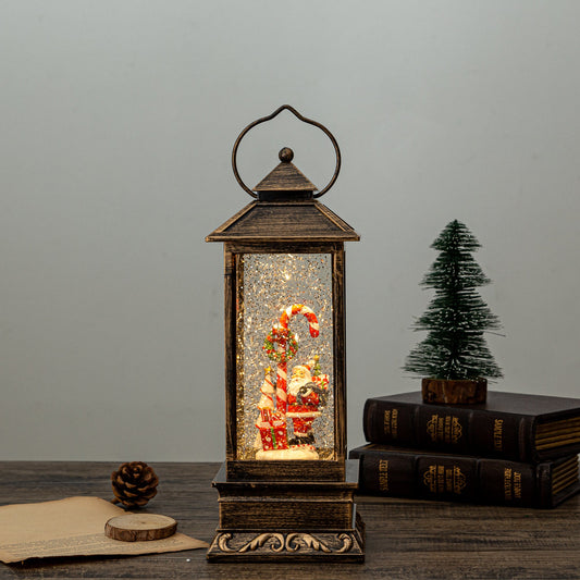 Tall Rectangular lantern - Santa and Candy cane