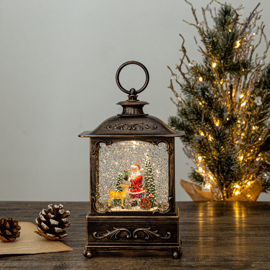 Wide Rectangular Lantern - Santa