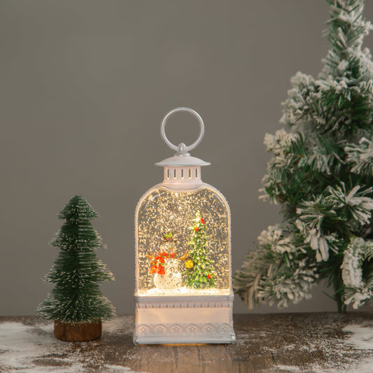 Christmas Snow Globes Lantern,Glitter Snow Globe with 8 Christmas Music  Songs,Xmas Tree Shape Lantern with Xmas Santa Claus,Christmas Tree, White