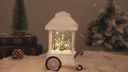 Nordic cart christmas snow globe village video
