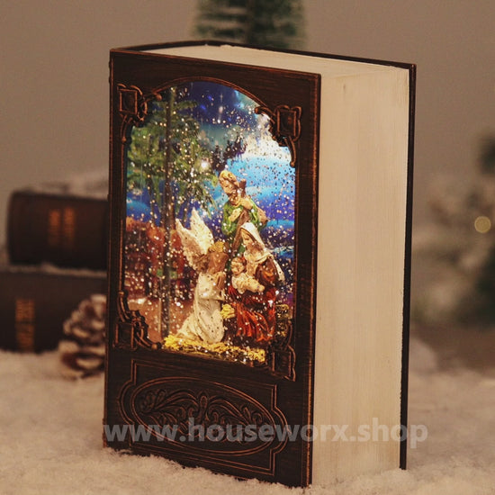 book christmas snow globe nativity video