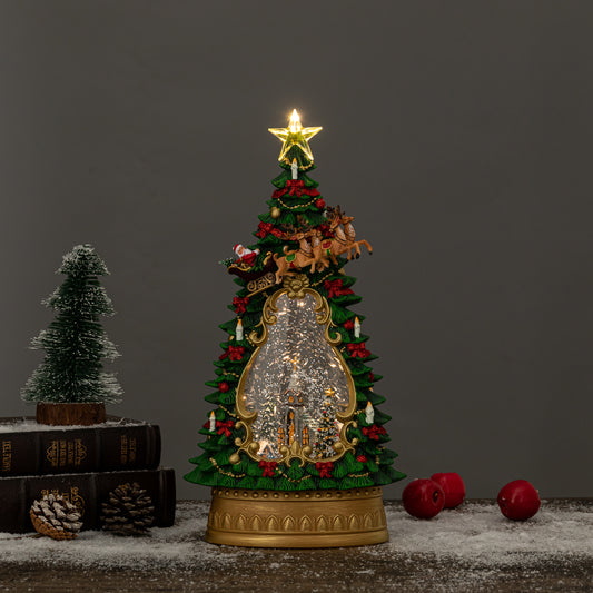 Christmas Tree with Church scene